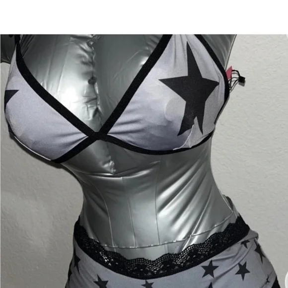 Starry Night Black and Gray Lingerie Set - Picture 9 of 11